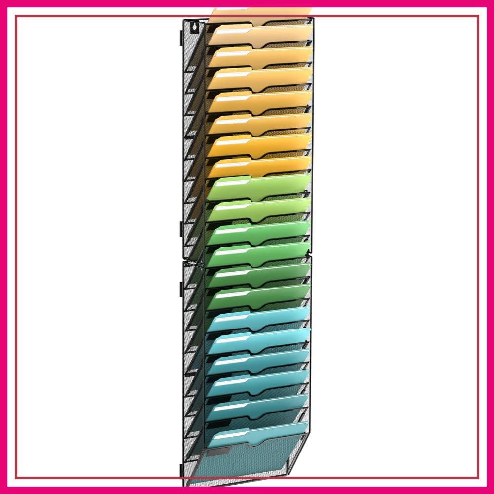 Magazine Holder Rack - 20 Tier Wall File Organizer, Hanging