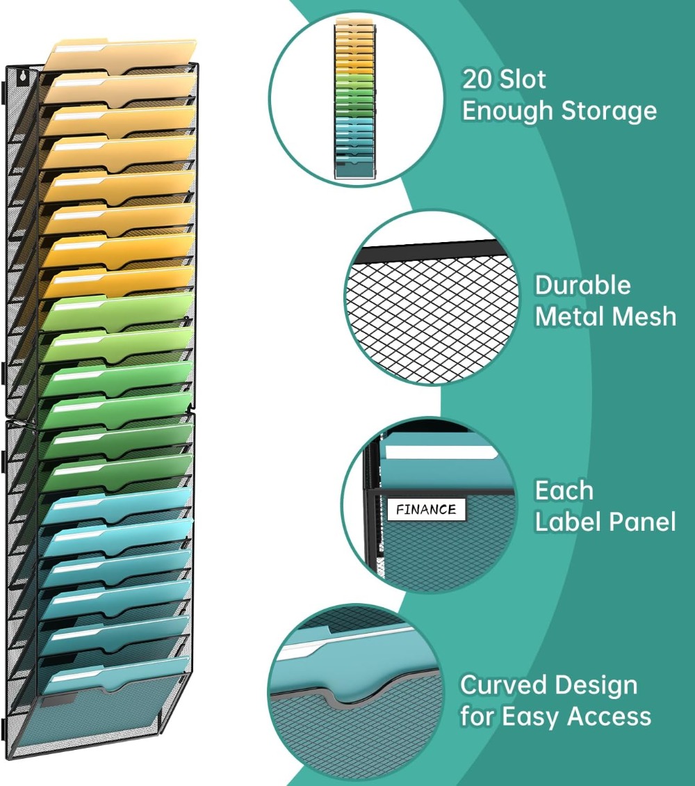 20 Tier Wall File Organizer, H - đánh giá và giá Magazine Holder Rack