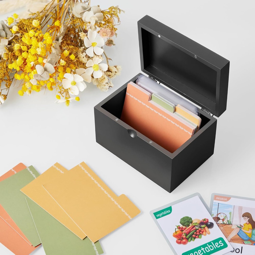 Wooden 3x5 Index Card Holder w - đánh giá và giá Card Index Box