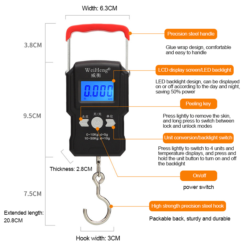 Portable Hanging Hook Scale 50 - đánh giá và giá Tape Dispenser Weighted