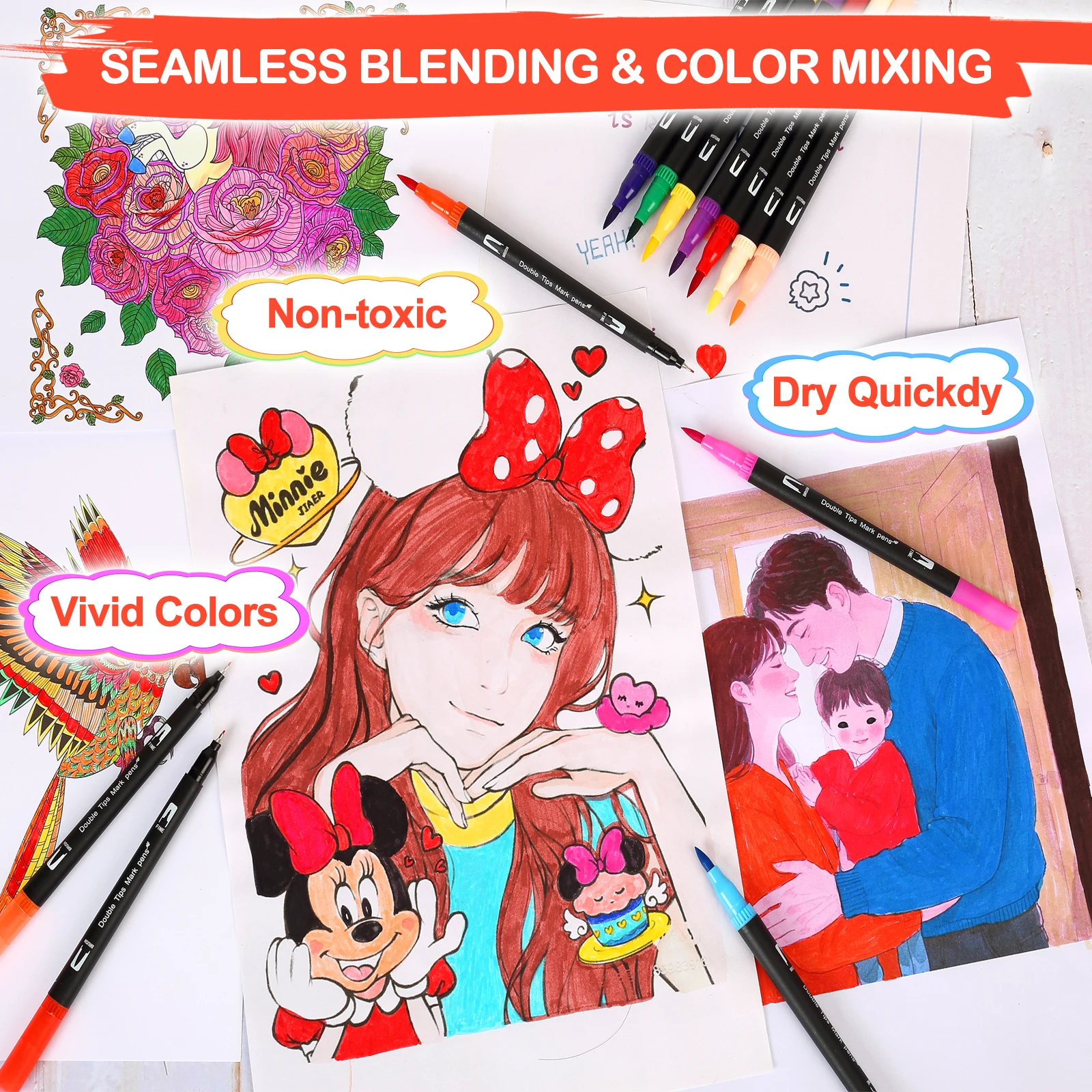 Dual Brush Marker Pens, 168 Co - đánh giá và giá Correction Pen Fine
